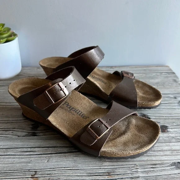 Birkenstock Dorothy Women Sandal Wedge Papillio Toffee narrow leather size 40